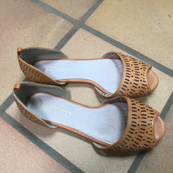 Butterscotch faux leather slip on shoes. - Picture 2 of 5